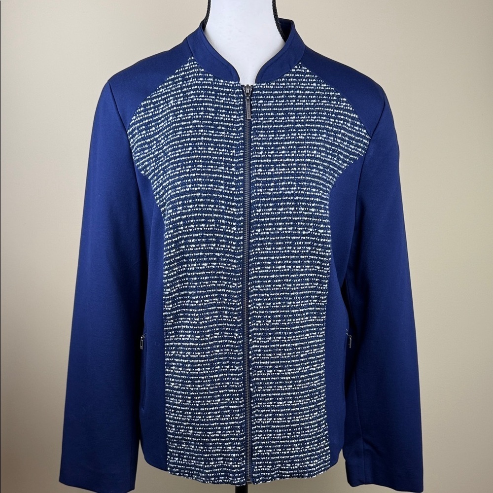 TanJay Blue & White Zip-Up Jacket/Sweater Women's Size 12